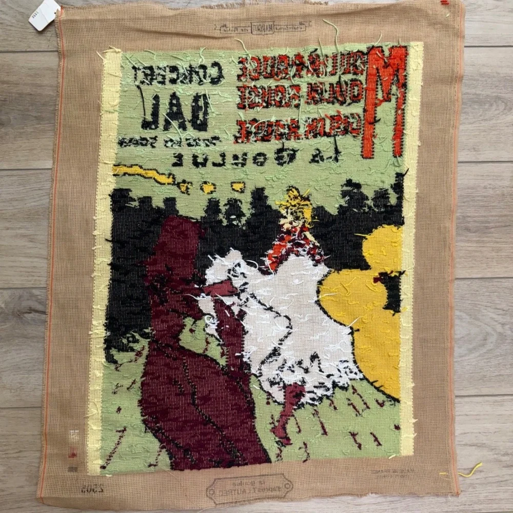 Toulouse-Lautrec Moulin Rouge La Goulue Completed Needlepoint Large 26x21